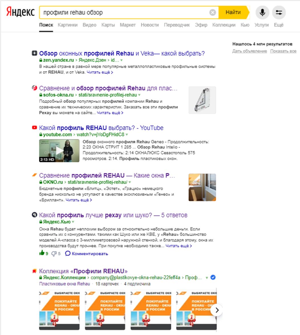 Пример поисковой выдачи, где в ТОПе сразу 4 ссылки, относящиеся к одному бренду