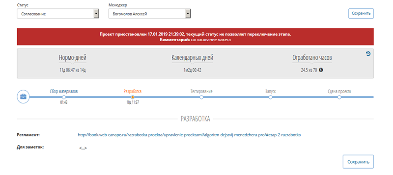 Визуализация хода выполнения проекта в CRM