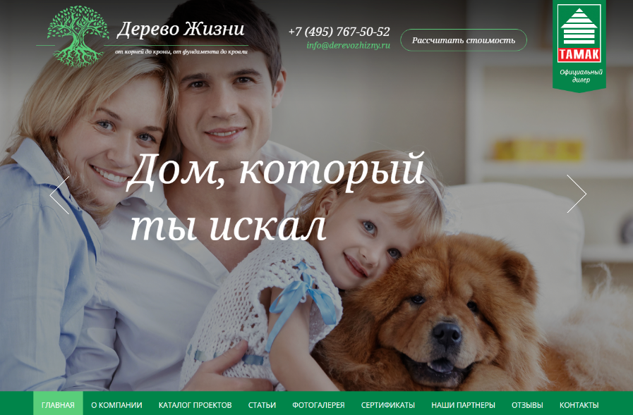 Дизайн главной страницы сайта компании 