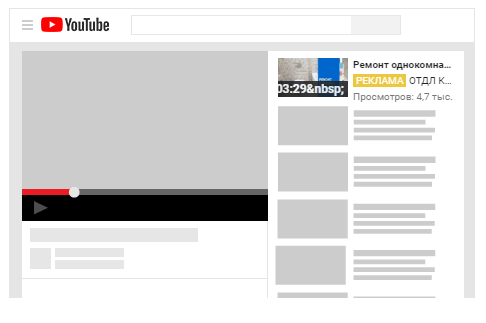 Пример рекламы видео в блоке «Похожие видео» на YouTube