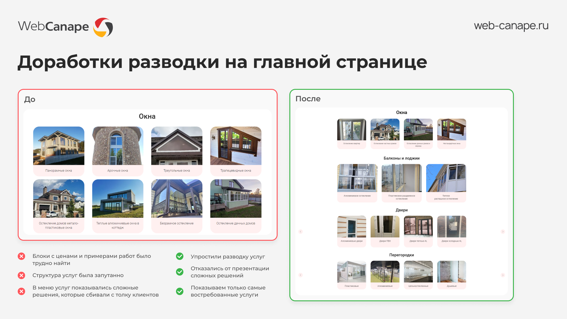 Доработки разводки на главной странице okna-tver.ru