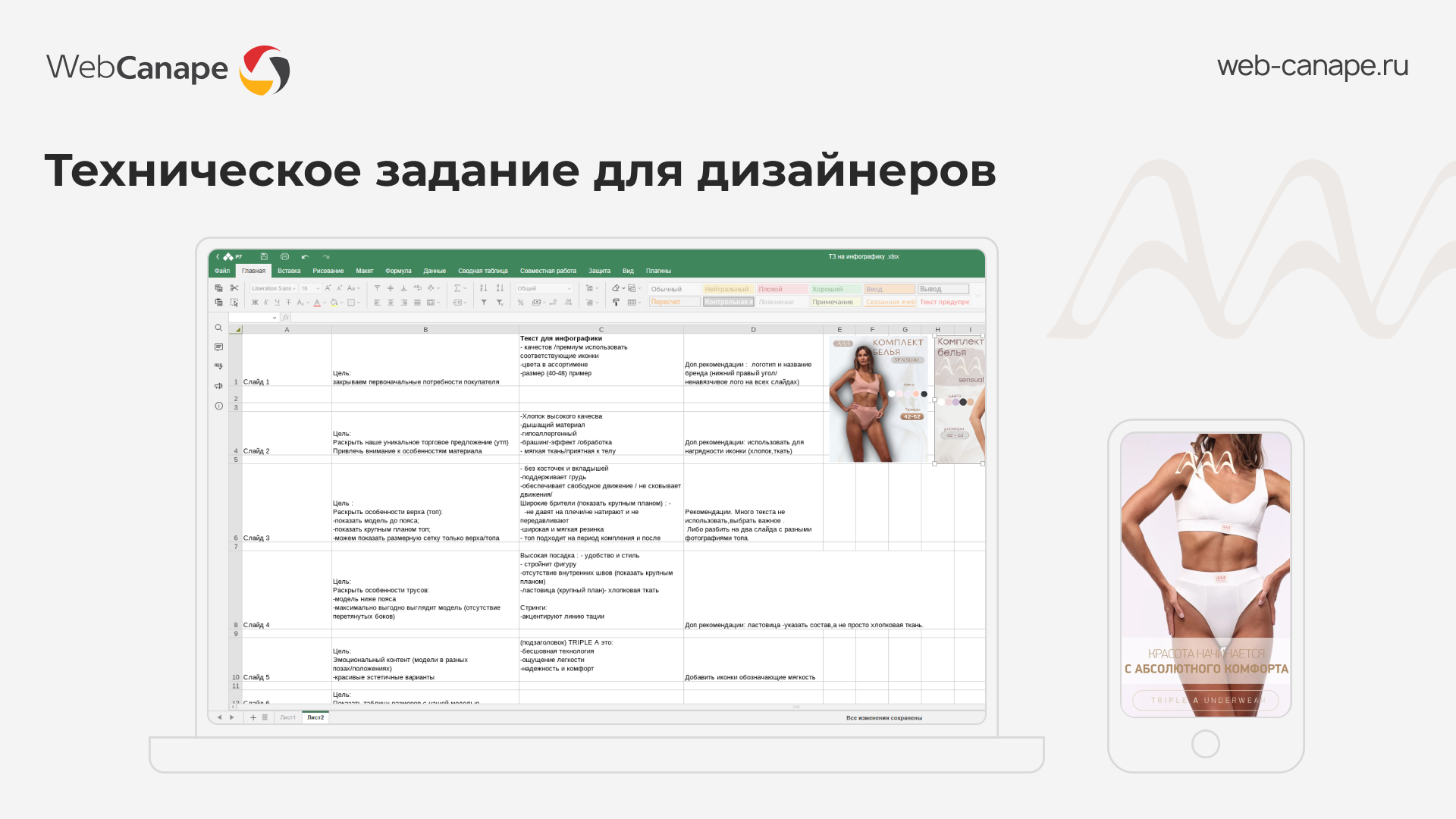 Пример технического задания на создание карточки товара