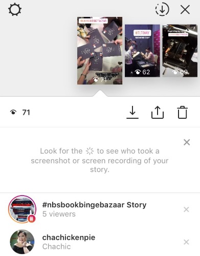 Список сделавших скриншот истории в Instagram