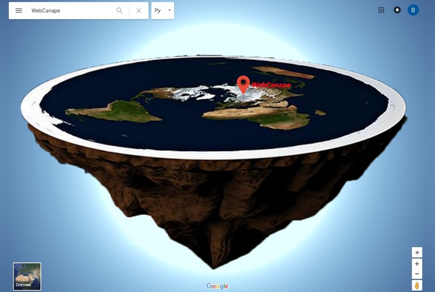 Режим глобуса в Google Картах